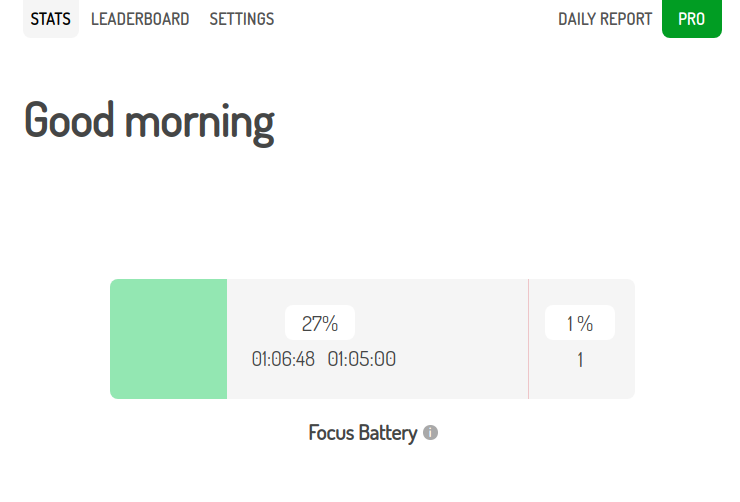 Focus Battery in Options - Stats