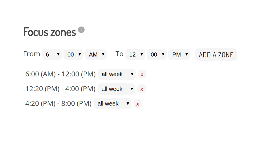 Focus Zones feature