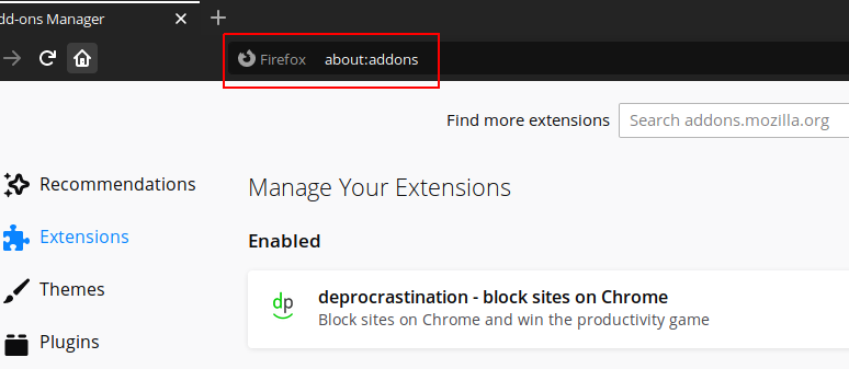 Firefox Addons page