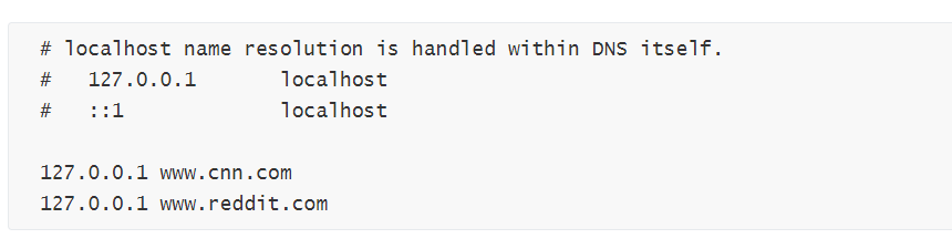 Hosts file example